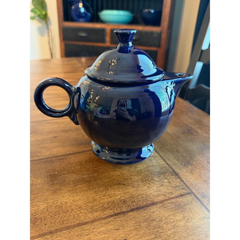 fiesta cobalt blue teapot with lid hlc usa fiestaware homer laughlin - Picture 3 of 9